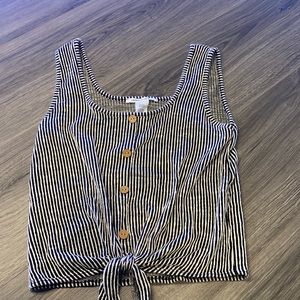 CautionToTheWind stripped crop top black and white